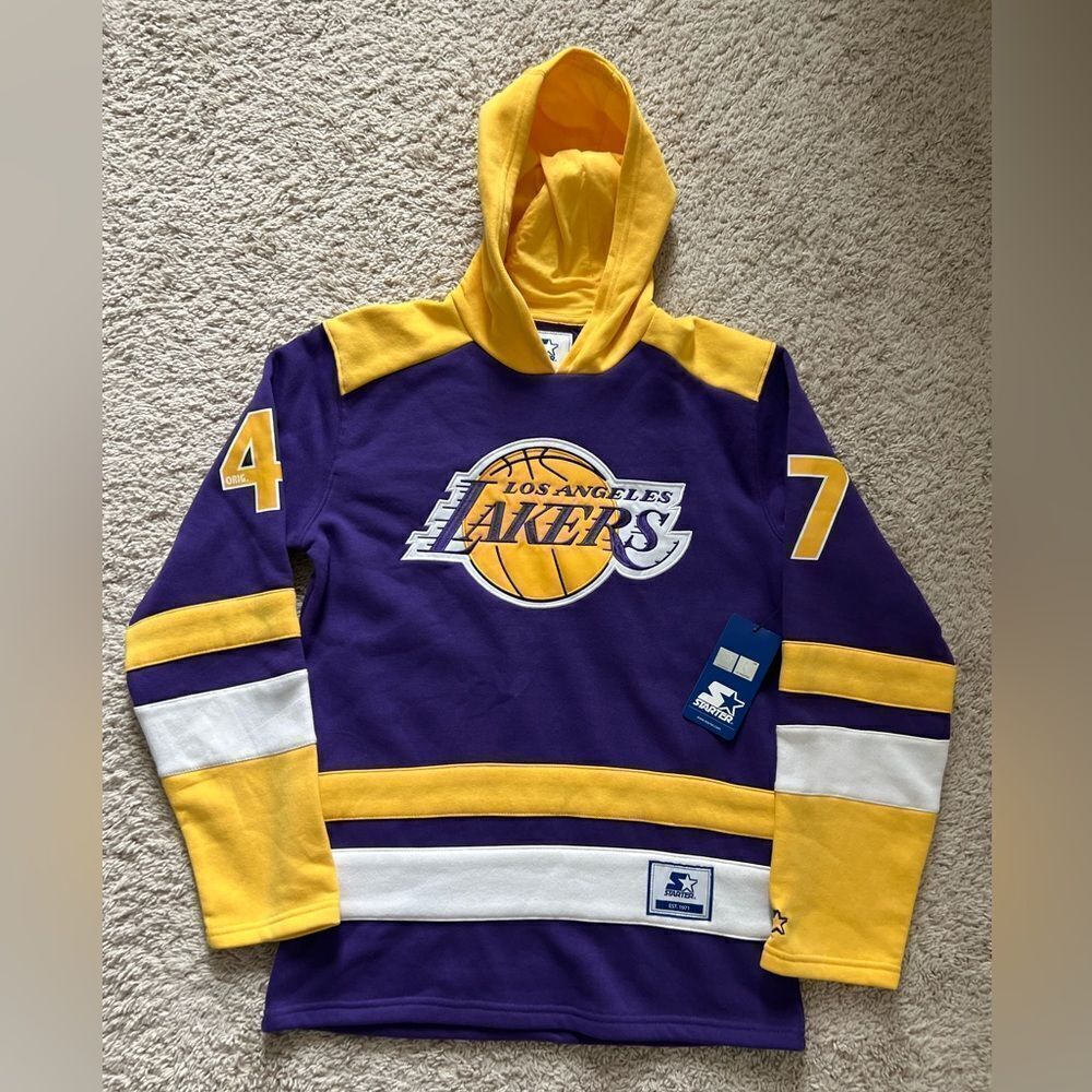 Starter Los Angeles Lakers Hockey Purple Pullover Hoodie Sweatshirt